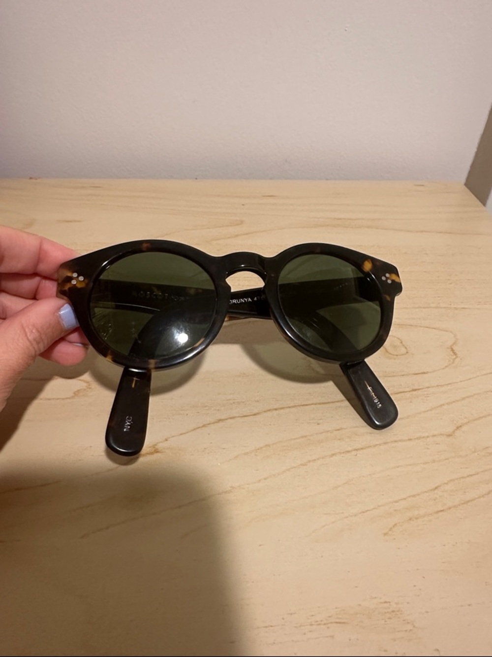 Moscow Grunya Round Tortoiseshell Sunglasses with Green Lenses